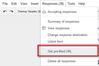 Google Form pre filled URL