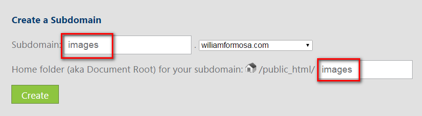 images to subdomain